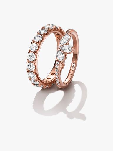 Conjunto de Anillos Herbario rosa brillante