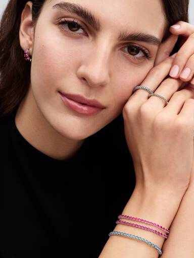 Pulsera de Tenis Rosa Brillante
