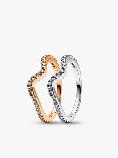 Conjunto de Regalo Anillos Ola Brillante