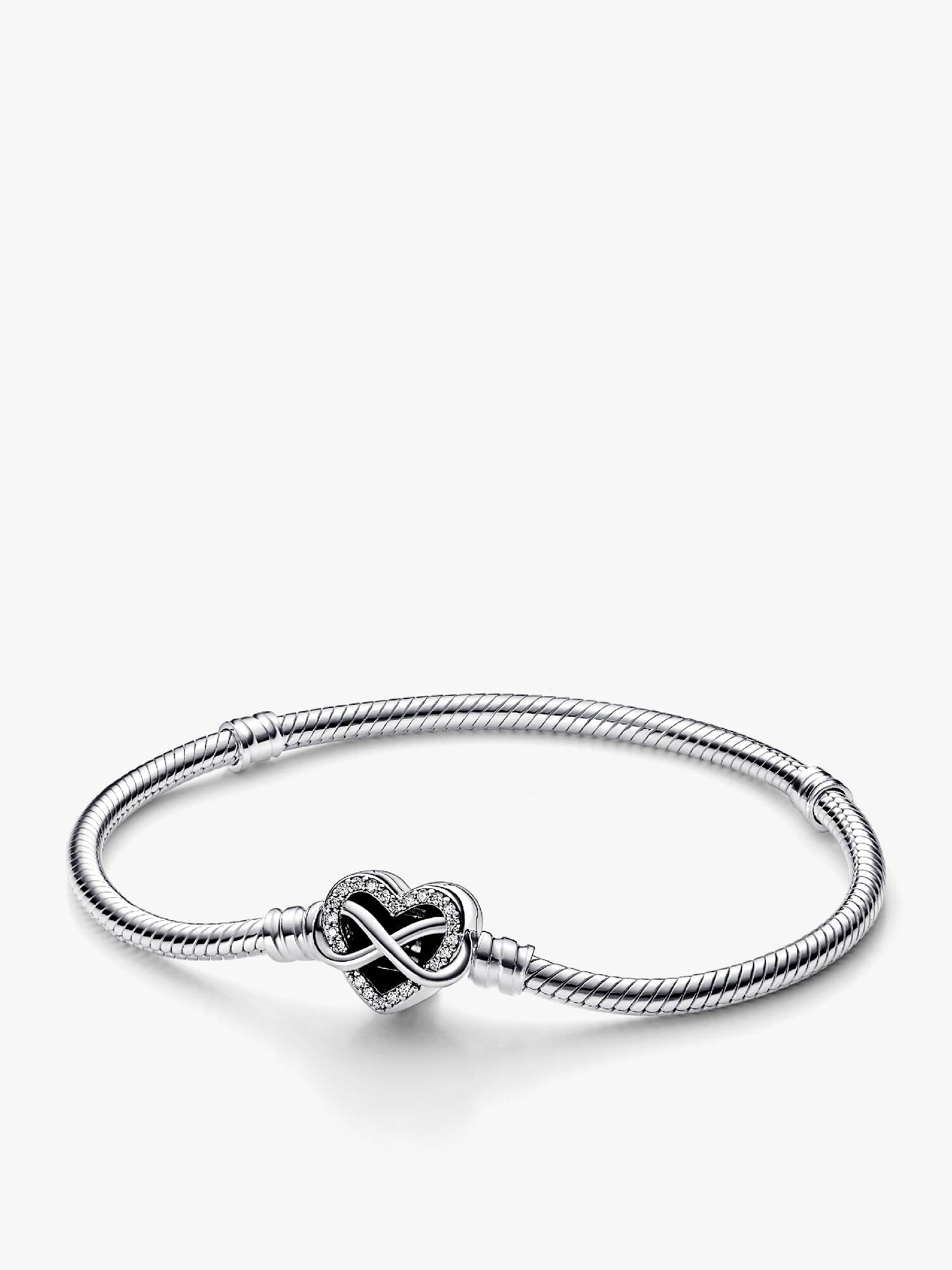 Pulsera de Cadena de Serpiente con Cierre de Corazón Infinito Brillante