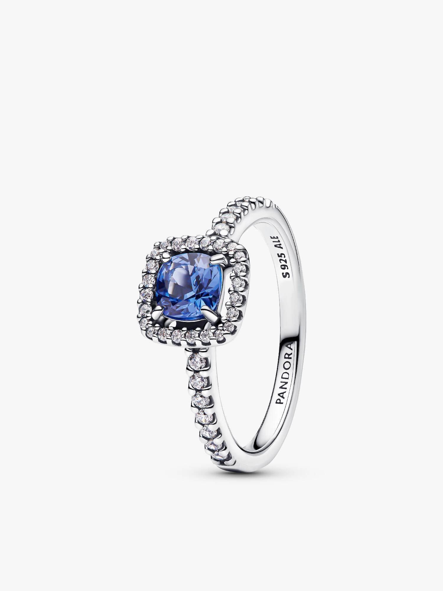Anillo Halo Azul Cuadrado Brillante