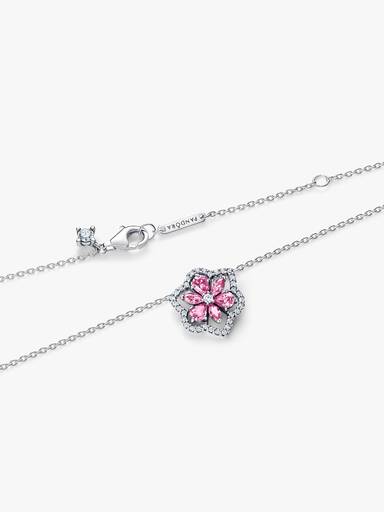 Collar Herbario Flor Rosa Brillante