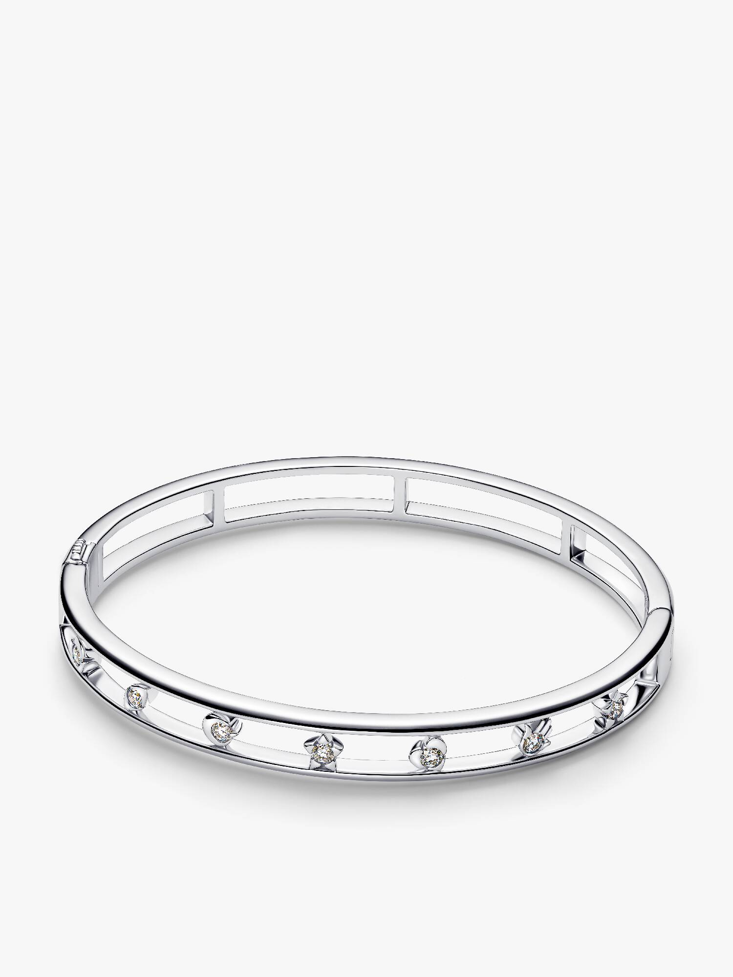 Sterling silver bangle with 0.35 ct TW G-I VS+ round brilliant very good cut lab-grown diamonds