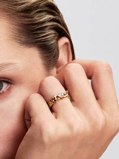 Anillo Cadena Cubana Corazón