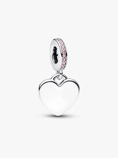 Charm Colgante Corazón Grabable Rosa