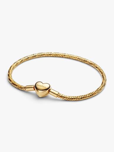 Pulsera de Cadena de Serpiente con Cierre Corazón Facetado Grabable