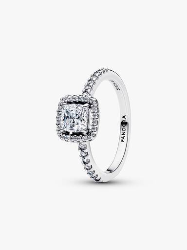 Anillo Halo Cuadrado Brillante