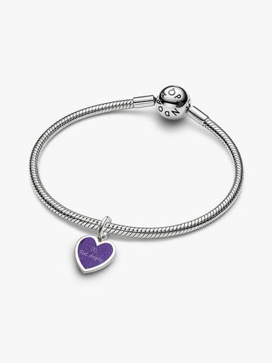 Charm Colgante Grabable Corazón Morado