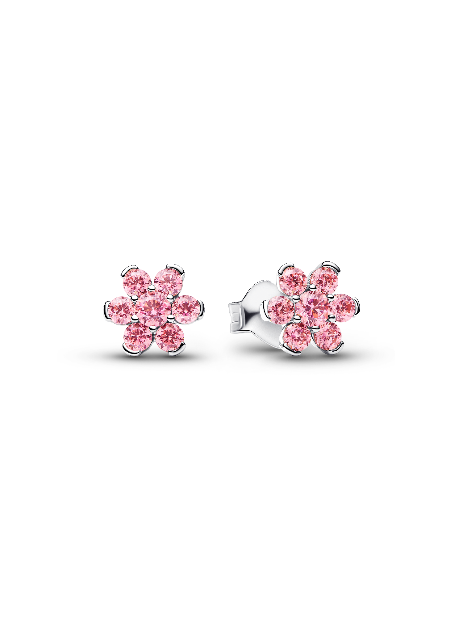 Pendientes de Botón Flor Rosa Brillante