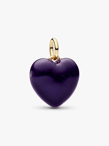 Charm Colgante Corazón Volumen Morado