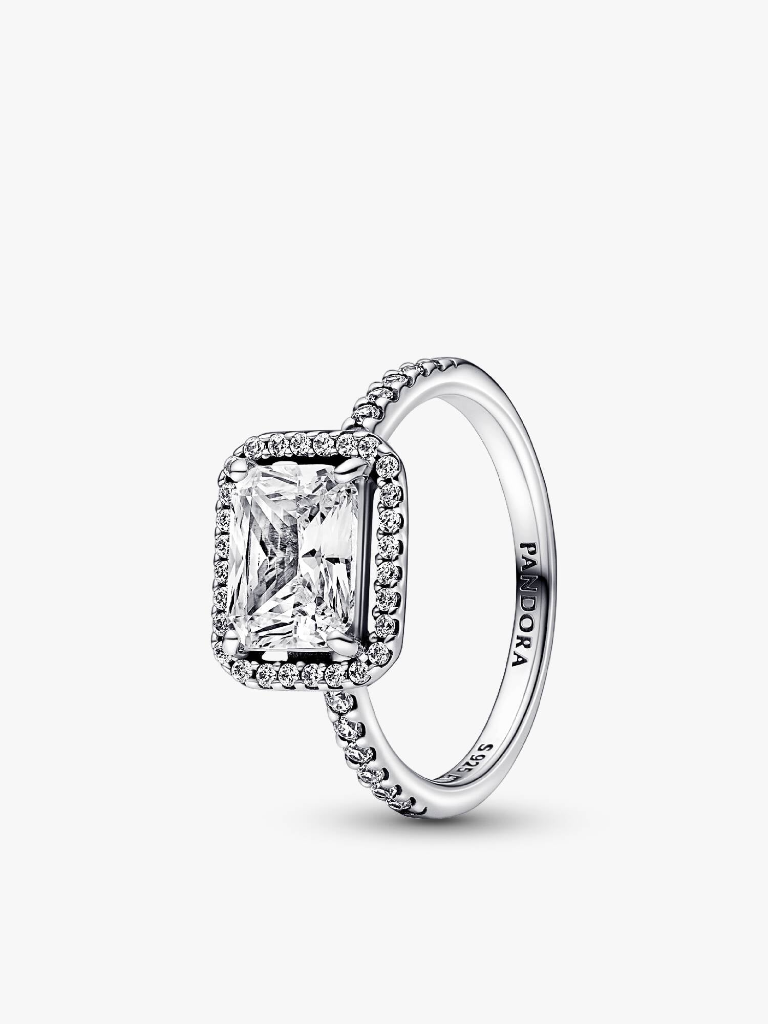 Anillo Halo Rectangular Brillante