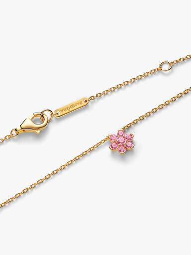 Collar con Colgante Flor Rosa Brillante