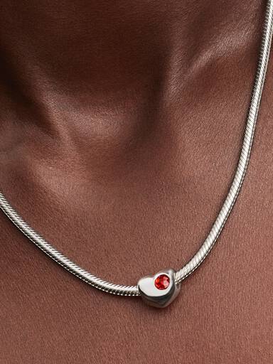 Charm Grabable Corazón Gema Roja