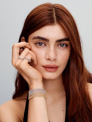 Anillo Cadena Cubana en Pavé