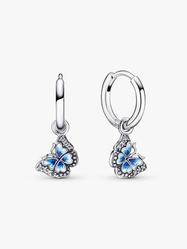 Pendientes de Aro Mariposa Azul