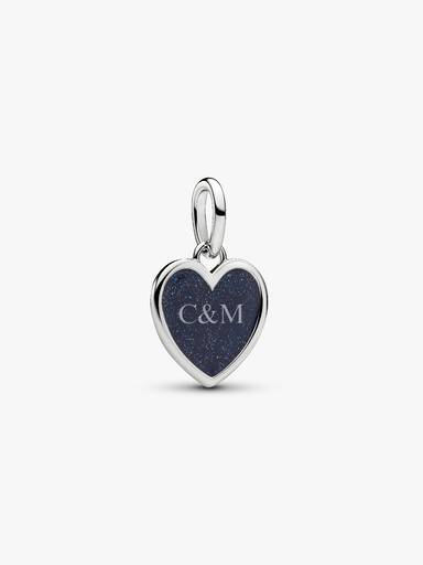 Charm Colgante Grabable Corazón Azul
