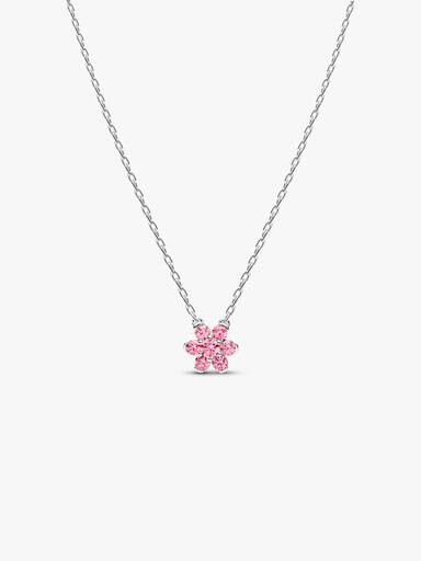 Collar con Colgante Flor Rosa Brillante