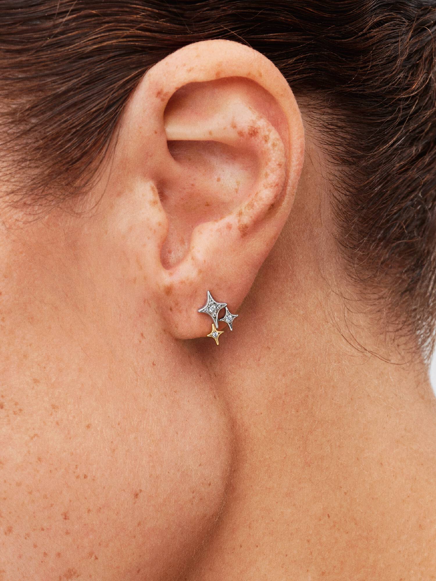 Pendientes de Botón Triple Estrella