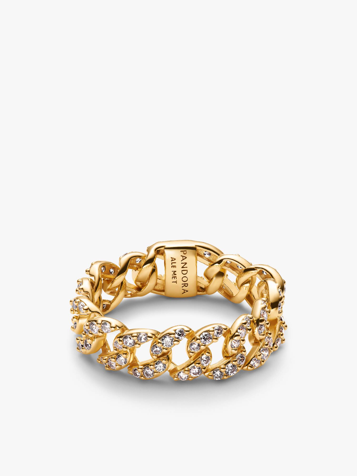 Anillo de Cadena Cubana en Pavé