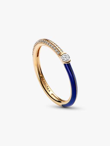 Anillo Dual Azul y Pavé