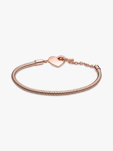 Pulsera Pandora Moments Cadena de Serpiente con cierre en T y Corazón