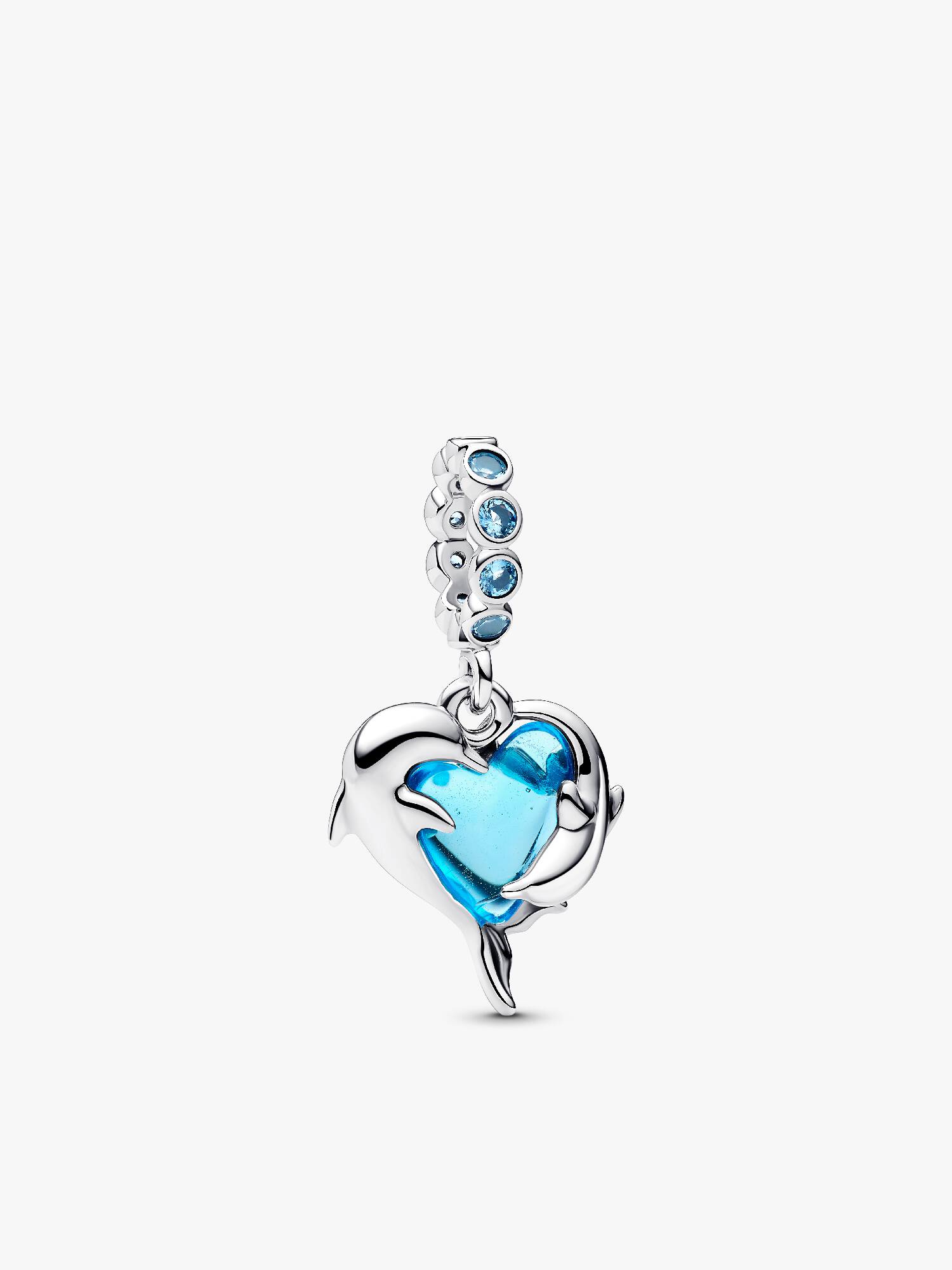 Charm Colgante Delfines de Cristal de Murano Azul