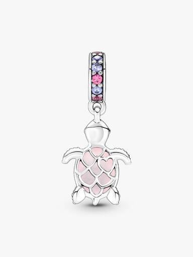 Charm Colgante Tortuga Marina de Cristal de Murano Rosa