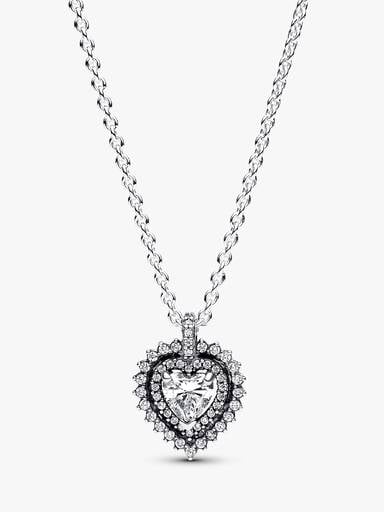 Collar con Colgante Halo y Corazón Brillantes