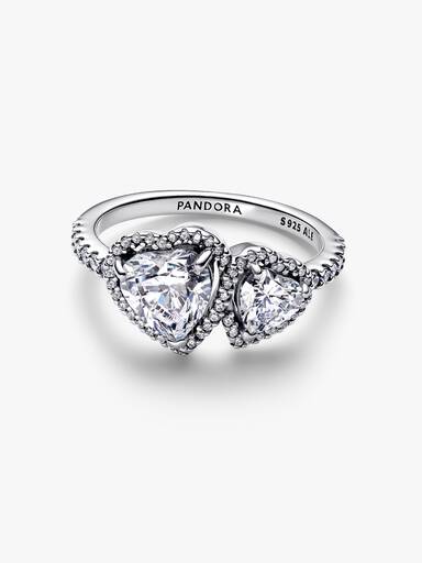 Anillo Corazones Halo Brillante