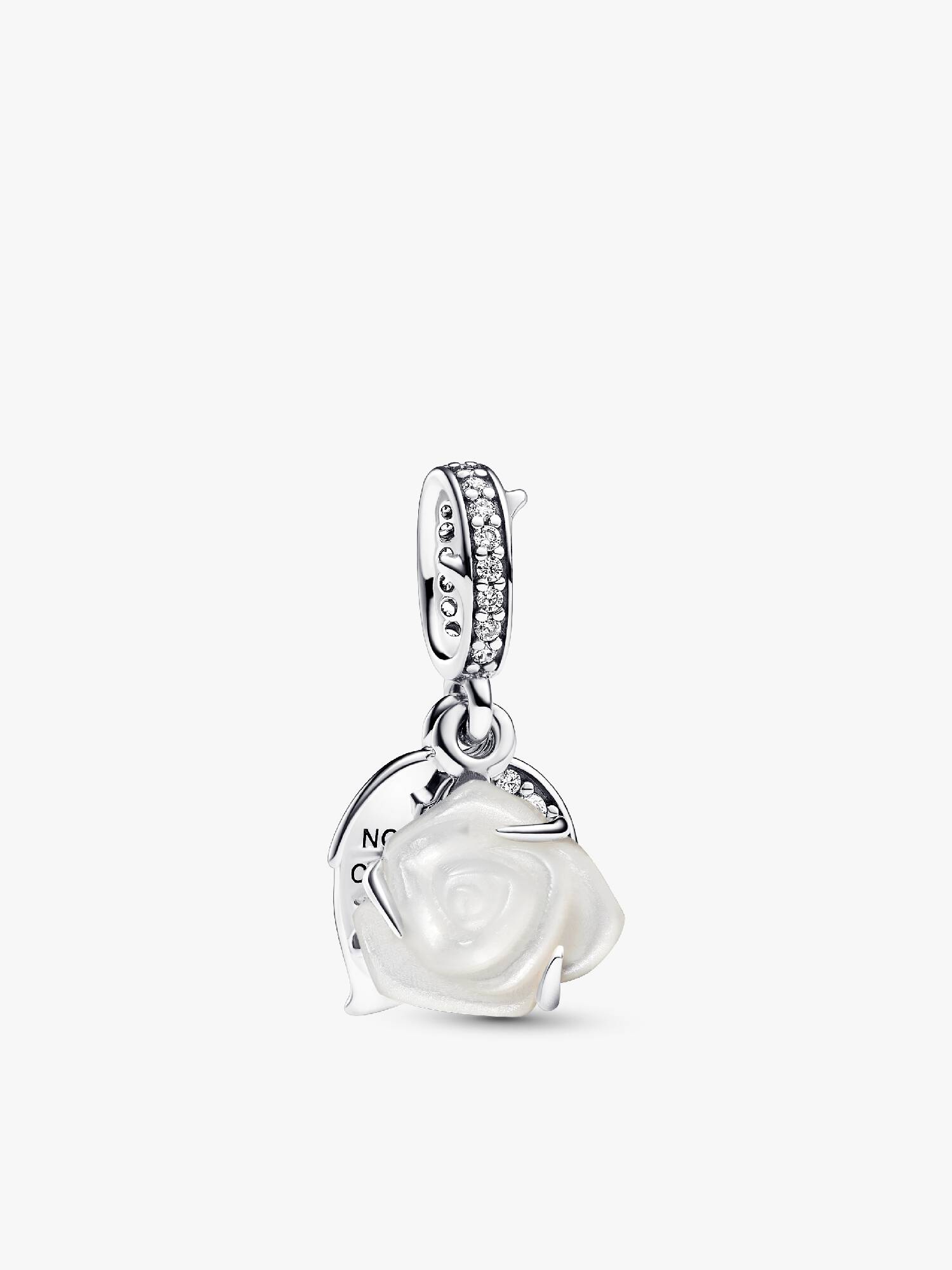 Charm Colgante Doble Rosa Blanca Floreciendo