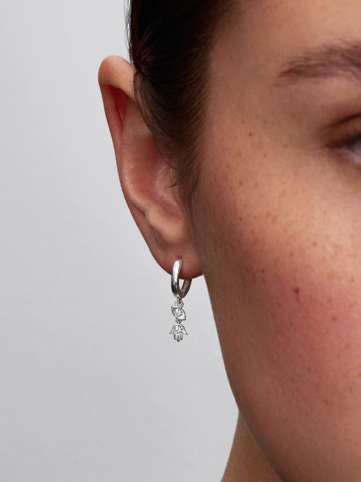 Talisman sterling silver hoop earrings with 0.20 ct TW G-I VS+ round brilliant very good cut lab-grown diamonds