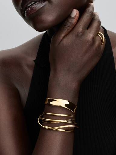 Pulsera Rígida Abierta Alambre Forma Orgánica