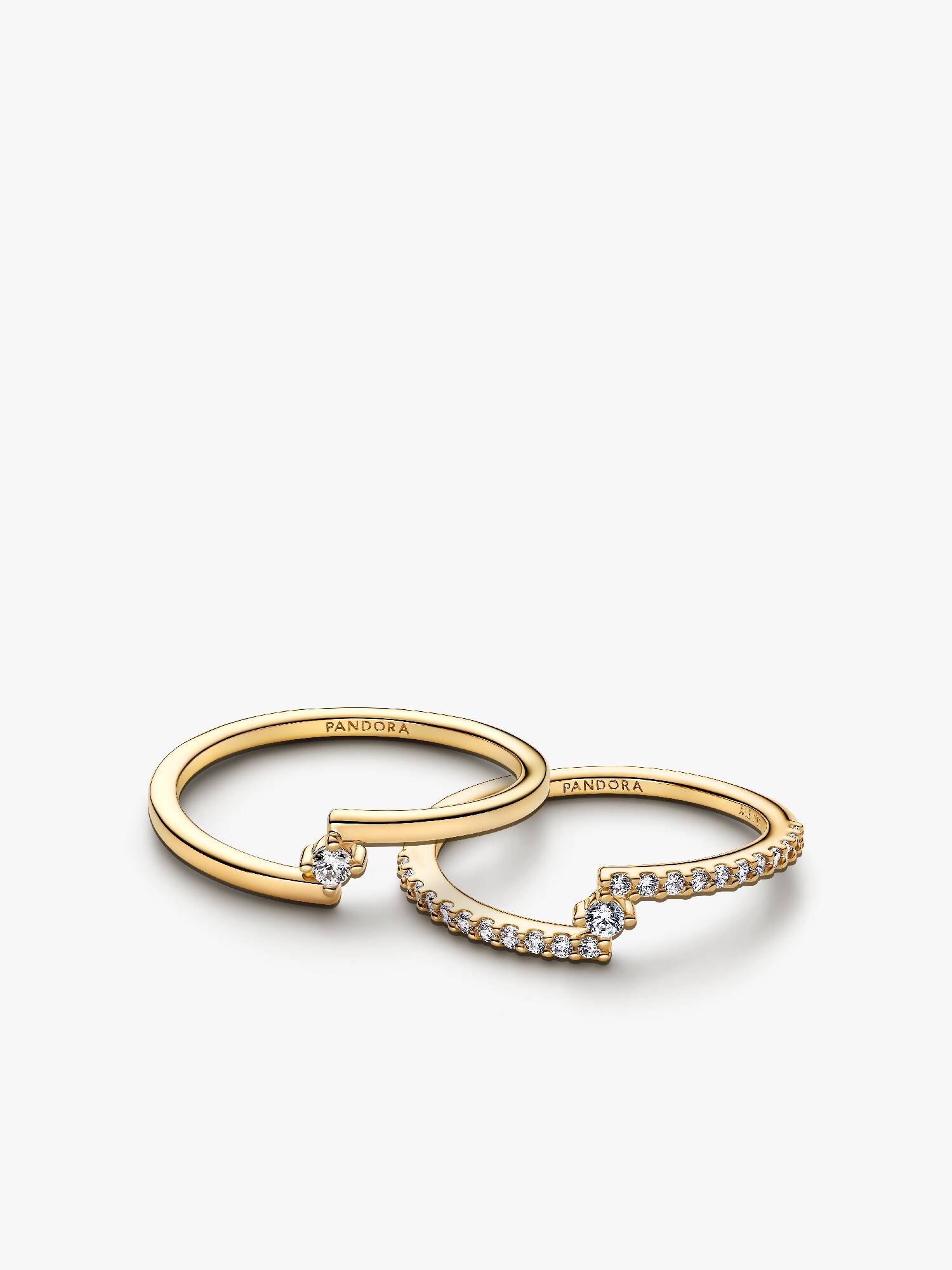 Conjunto de regalo Anillos Abiertos Brillantes Dorados
