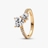 Anillo con un recubrimiento de oro de 14k Corazón Doble Brillante Anillo con un recubrimiento de oro de 14k Corazón Doble Brillante