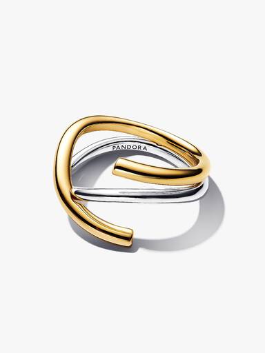 Anillo Forma Orgánica en Dos Tonos