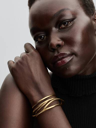 Pulsera Rígida Abierta Alambre Forma Orgánica