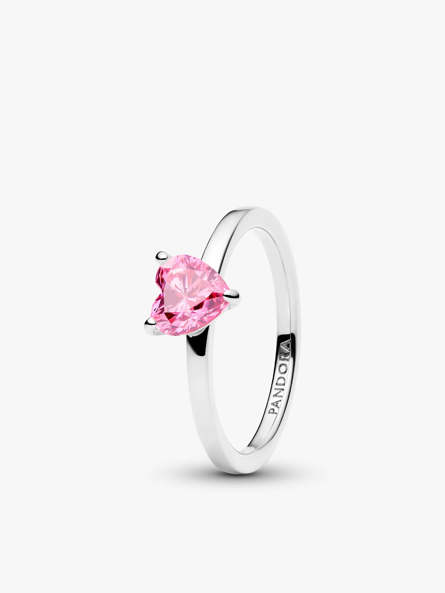Anillo Solitario Corazón Brillante Rosa