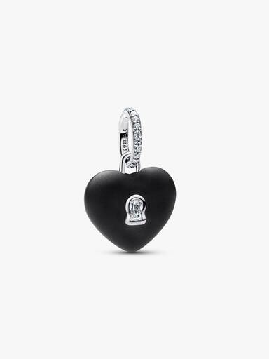 Charm Colgante Candado Corazón Cerámica Negro Mate