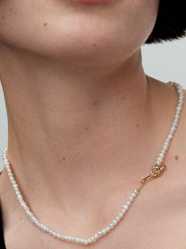Collar Perlas Cultivadas de Agua Dulce Tratadas con Cierre de Barra T