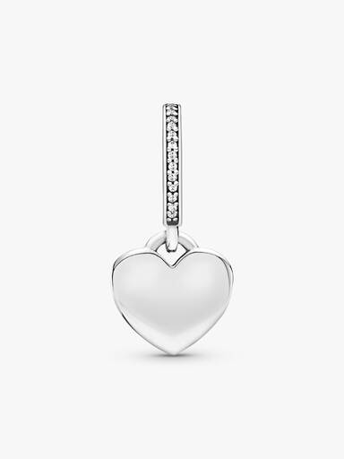 Heart silver dangle with clear cubic zirconia