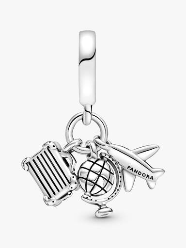 Charm Colgante Avión, Globo Terráqueo y Maleta