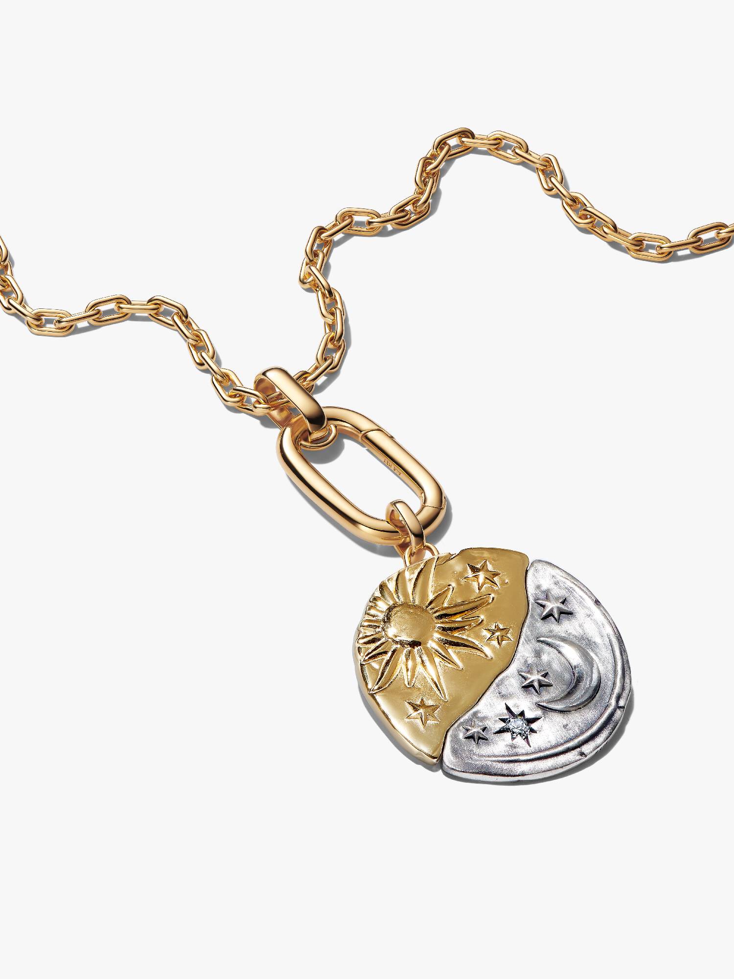 Conjunto de regalo Collar Medallón XL Sol y Luna Dorado