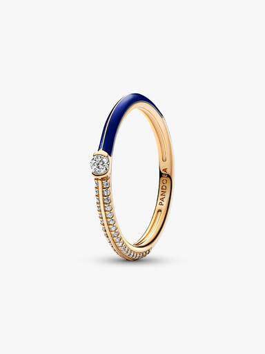 Anillo Dual Azul y Pavé