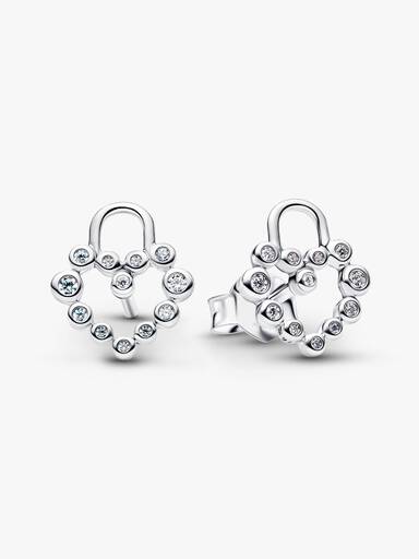 Pendientes de Botón Candado Corazón Brillante