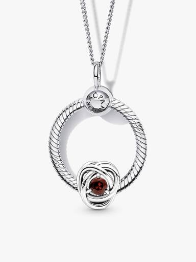 January Birthstone Eternity Circle O Pendant Set
