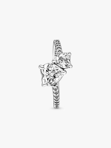 Anillo con un recubrimiento de oro de 14k Corazón Doble Brillante