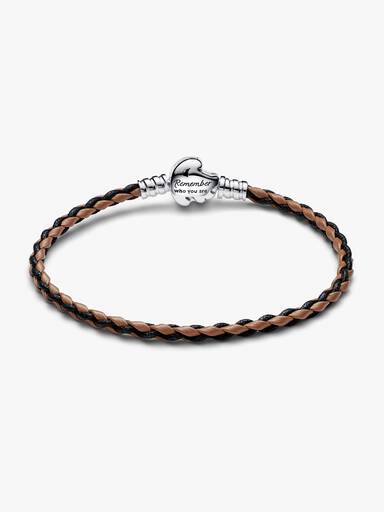 Pulsera Pandora Moments en Cuero Trenzado con Cierre El Rey León de Disney
