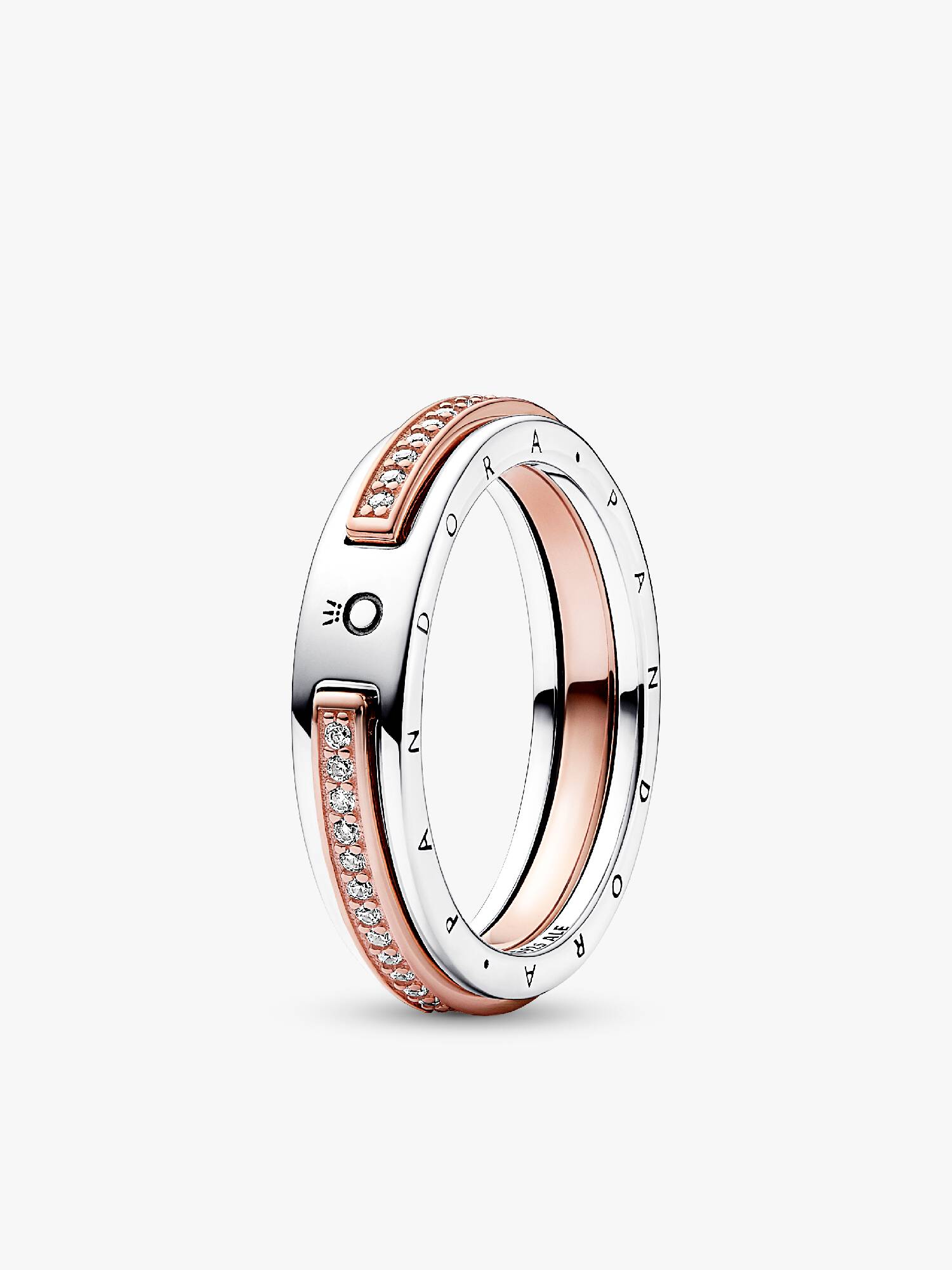 Anillo Logo y Pavé en Dos Tonos Pandora Signature