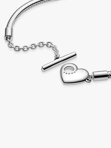 Pulsera de Cadena de Serpiente Barra en T y corazón