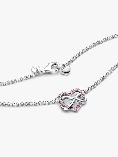 Collar Corazón Infinito Rosa Brillante